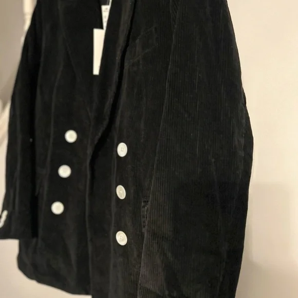 Alexa Chung x Madewell Black Double-Breasted Blazer in Corduroy Oversized Sz. 4 - Picture 5 of 8